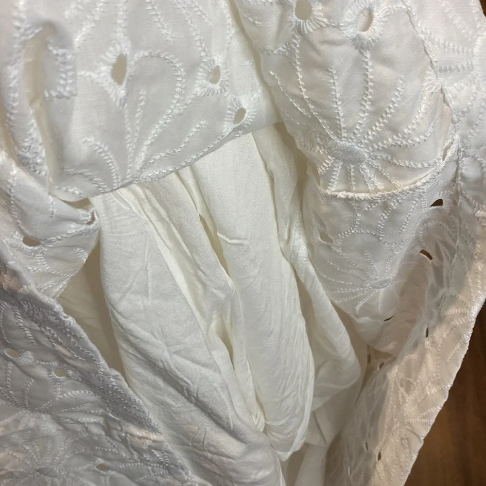 TCEC White Eyelet Halter Mini Women's Dress L - Picture 10 of 11